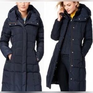 Cole Haan Women’s Signature Long Down Fill Winter Puffer Hooded Jacket